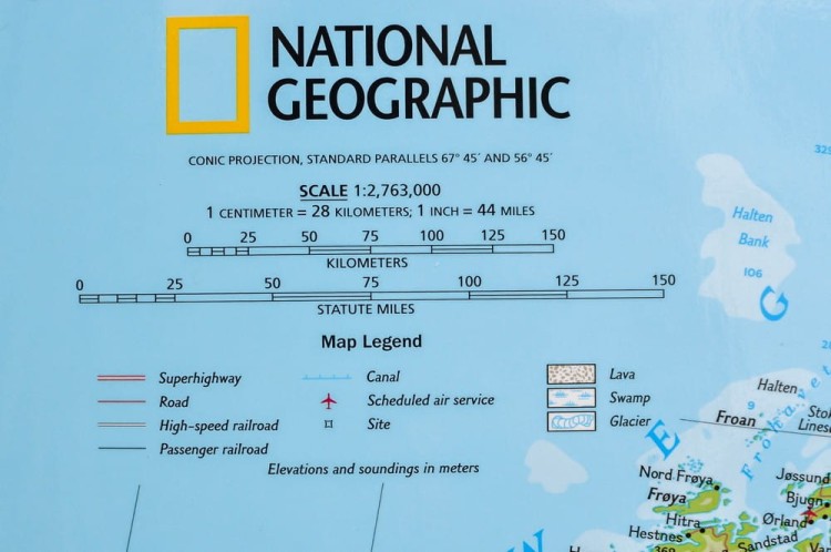 Skandynawia 1:2 763 000. Mapa w wersji do wpinania. Wydawnictwo: National Geographic. Fragment 7