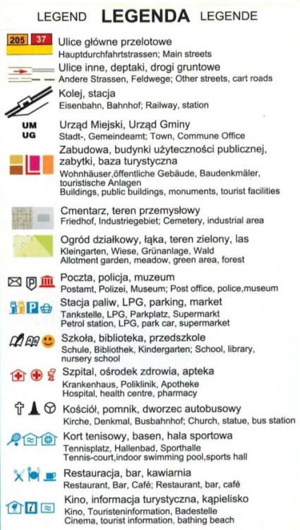 Darłowo. Mapa turystyczna / Plan miast wydawnictwa BiK. Legenda 1