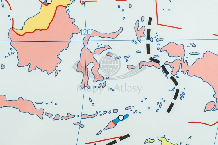 Świat 1:19 000 000. Dwustronna mapa ścienna polityczna / konturowa (do ćwiczeń). Strona konturowa - fragment 3