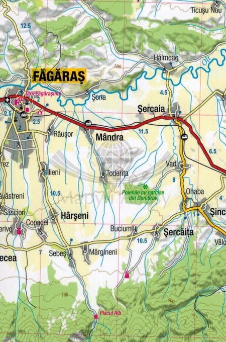 Transylwania / Siedmiogród. Laminowana mapa samochodowo-turystyczna wydawnictwa TerraQuest. Fragment 3
