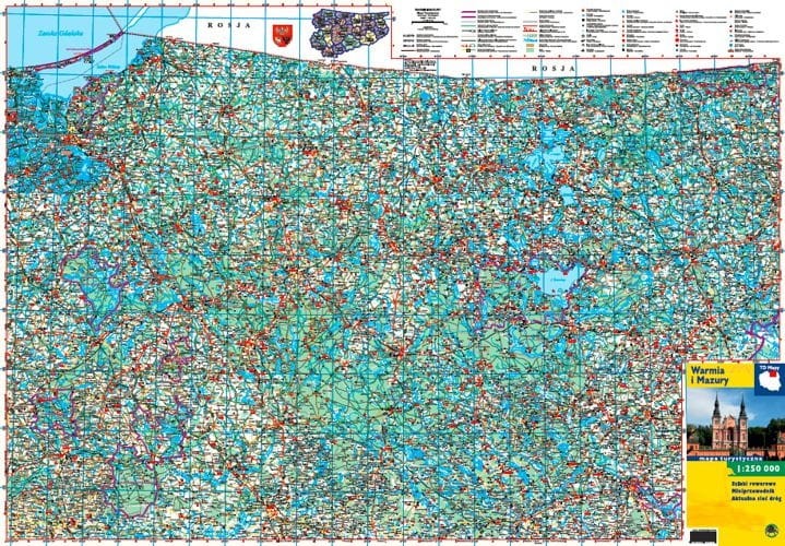 Warmia i Mazury 1:250 000. Mapa turystyczno-samochodowa wydawnictwa Agencja TD. Całość