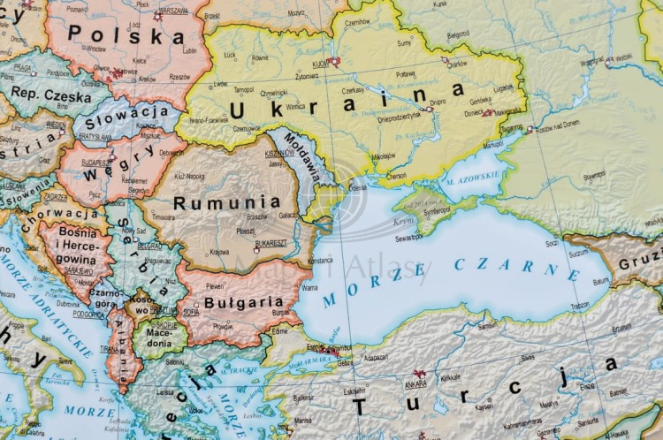 Europa. Mapa polityczna i fizyczna. Podkładka na biurko. Fragment 11