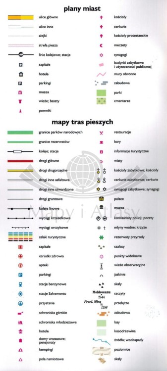 Rumunia i Mołdawia 3 w 1. Przewodnik, atlas i laminowana mapa wydawnictwa EspressMap. Legenda