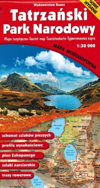 Tatrzański Park Narodowy. Zakopane, Tatry Polskie. Laminowana mapa turystyczna / Plan miasta. Wyd. 2025/2026. Gauss