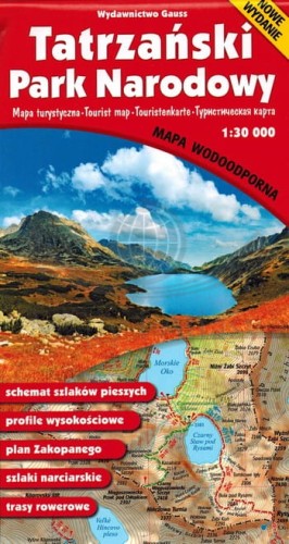 Tatrzański Park Narodowy. Zakopane, Tatry Polskie. Laminowana mapa turystyczna wydawnictwa Gauss. Okładka