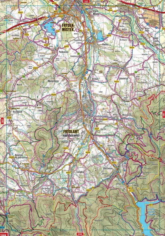 Czechy 1:75 000. Atlas rowerowy wydawnictwa Shocart. Przykładowy arkusz 3