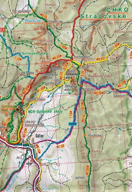 Sulowskie Skały (Góry Sułowskie) / Vrsatec, Sulovske Vrchy. Mapa turystyczna 1076 wydawnictwa Shocart. Fragment 2