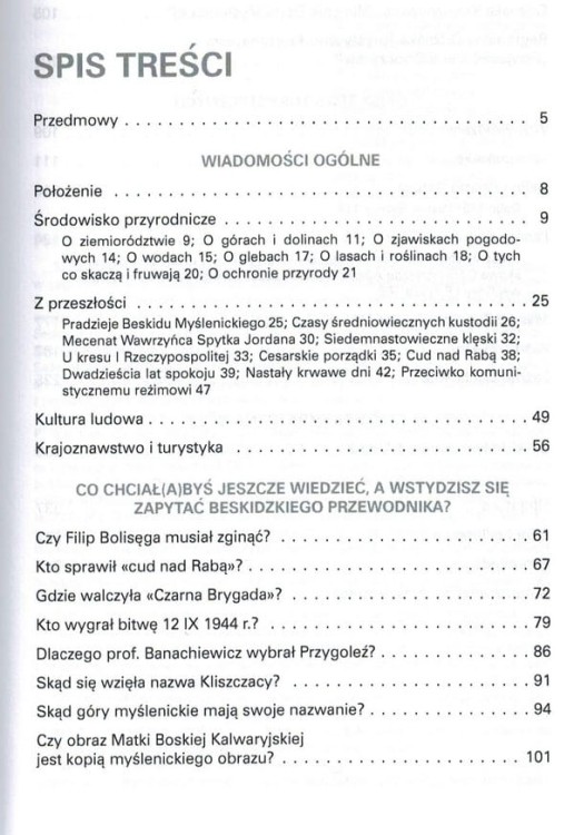 Beskid Myślenicki (Makowski). Przewodnik wydawnictwa Rewasz. Spis treści 1