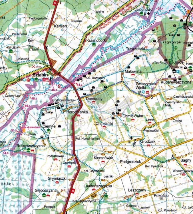 Dolina Biebrzy 1:100 000. Laminowana mapa turystyczna wydawnictwa Agencja TD. Fragment 2