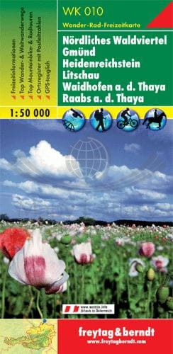 Dolna Austria, część północna /  Nordliches Waldviertel, Gmund, Heidenreichstein, Litschau, Waidhofen a.d. Thaya, Raabs. Mapa turystyczna WK 010. Freytag & Berndt