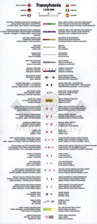Transylwania / Siedmiogród. Laminowana mapa samochodowo-turystyczna wydawnictwa TerraQuest. Legenda