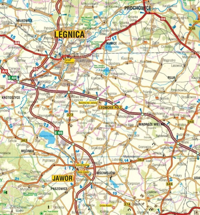 Dolny Śląsk. Mapa samochodowo-krajoznawcza wydawnictwa Galileos. Fragment 1