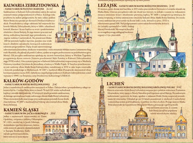 Sanktuaria Polski / Polska 1:900 000. Mapa turystyczna, pielgrzymkowa wydawnictwa Galileos. Informator