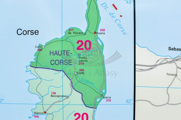 Francja 1:1 000 000. Mapa administracyjna z kodami pocztowymi w ramie drewnianej. Wydawnictwo: Stiefel. Fragment 9