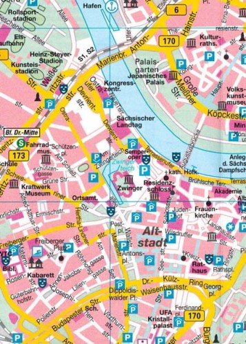 Drezno. Mapa/ Plan miasta wydawnictwa Freytag & Berndt. Fragment 1
