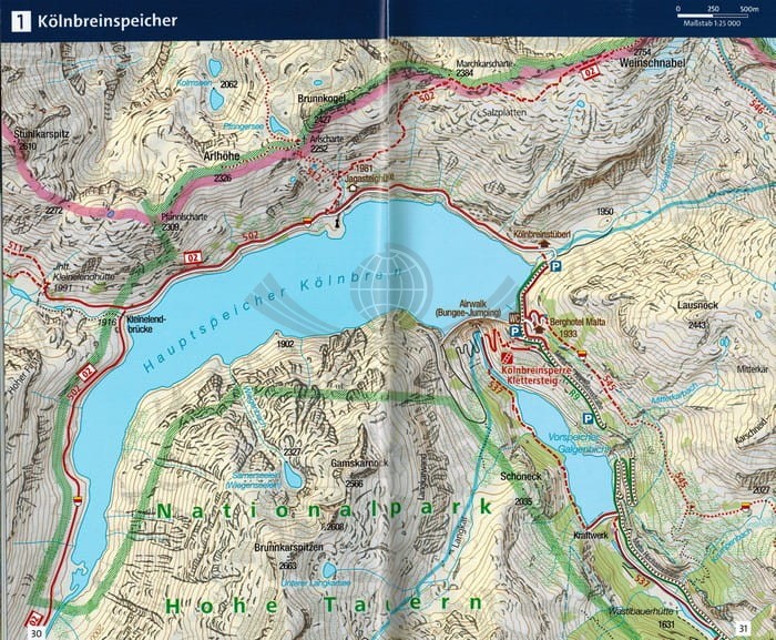 Wysokie Taury, część południowa / Nationalpark Hohe Tauern, Sud. Mallnitz, Obervellach, Maltatal, Molltal turystyczna 49 wydawnictwa Kompass. Informator - plan miast