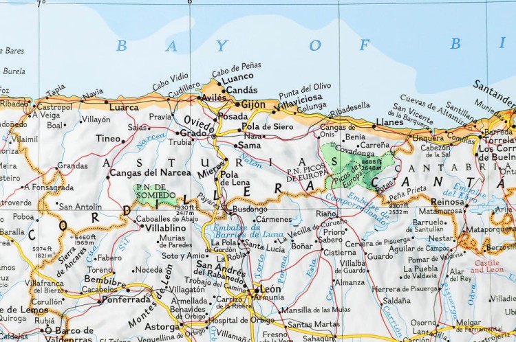 Hiszpania i Portugalia 1:2 074 000. Mapa w ramie drewnianej. Wydawnictwo: National Geographic. Fragment 2