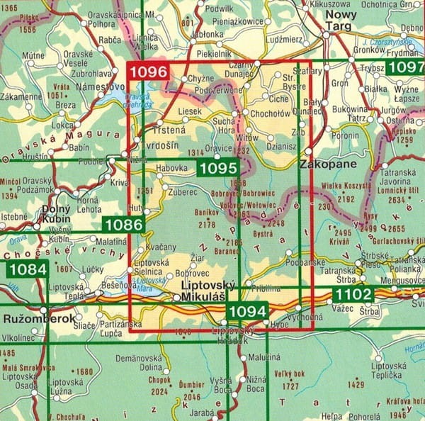 Tatry Zachodnie. Mapa turystyczna 1096 wydawnictwa Shocart. Zasięg