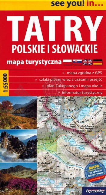 Tatry polskie i słowackie 1:55 000. Mapa turystyczna wydawnictwa ExpressMap. Okładka