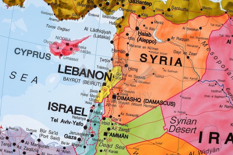 Bliski Wschód. Mapa ścienna polityczna wydawnictwa Maps International. Fragment 2