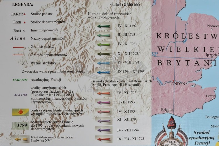Europa w latach 1789-95 / Francja w okresie rewolucji. Mapa ścienna wydawnictwa Meridian. Fragment 10