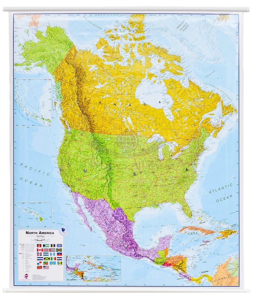 Ameryka Północna 1:7 000 000. Mapa ścienna polityczna. MI
