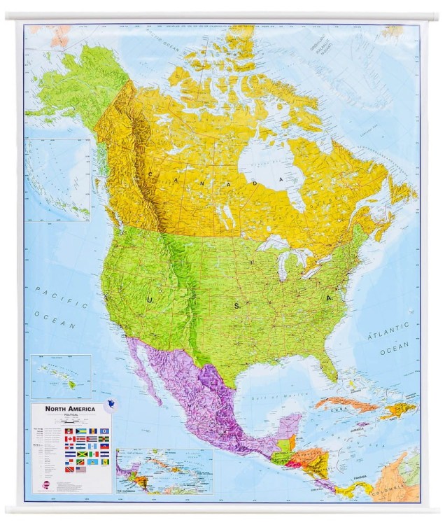 Ameryka Północna 1:7 000 000. Mapa ścienna polityczna wydawnictwa Maps International