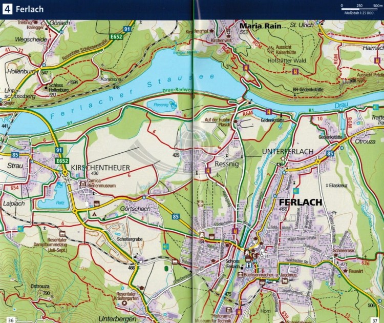 Klopeiner See, Karawanken Ost, Steiner Alpen. Laminowana mapa turystyczna wydawnictwa Kompass. Informator - strona przykładowa 2