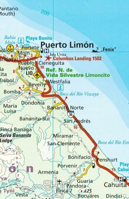 Kostaryka i Panama 1:550 000. Wodoodporna mapa samochodowo-turystyczna wydawnictwa Reise Know-How. Fragment 4