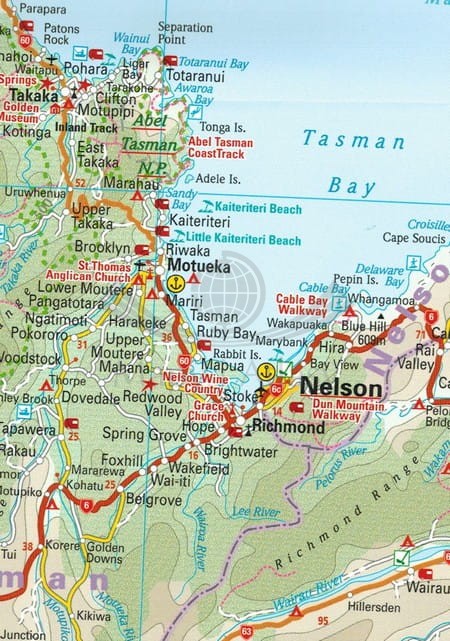 Nowa Zelandia 1:1 000 000. Wodoodporna mapa samochodowo-turystyczna wydawnictwa Reise Know-How. Fragment 3