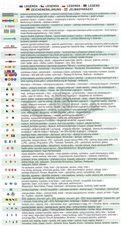 Małe Karpaty, Czerwony Kamień, Jaskinia Driny. Mapa turystyczna 1079 wydawnictwa Shocart. Legenda 1