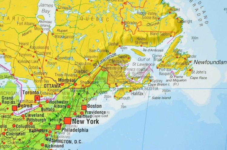 Świat 1:20 000 000. Mapa ścienna polityczna wydawnictwa Maps International. Fragment 5