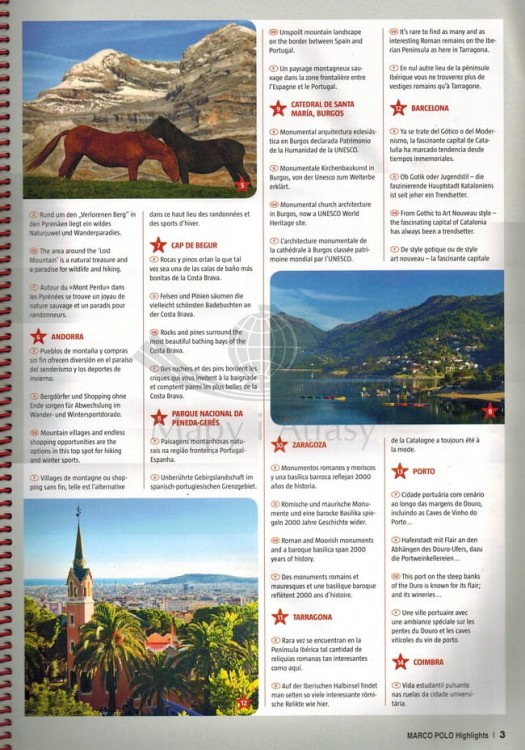 Hiszpania i Portugalia 1:300 000. Atlas samochodowo-turystyczny wydawnictwa Marco Polo. Przykładowe strony 1