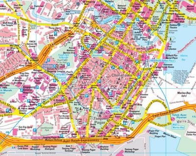 Singapur. Mapa/ Plan miasta wydawnictwa Freytag & Berndt. Fragment