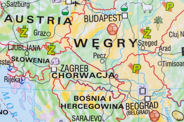 Europa gospodarcza 1:4 500 000. Mapa ścienna wydawnictwa Meridian. Fragment 5