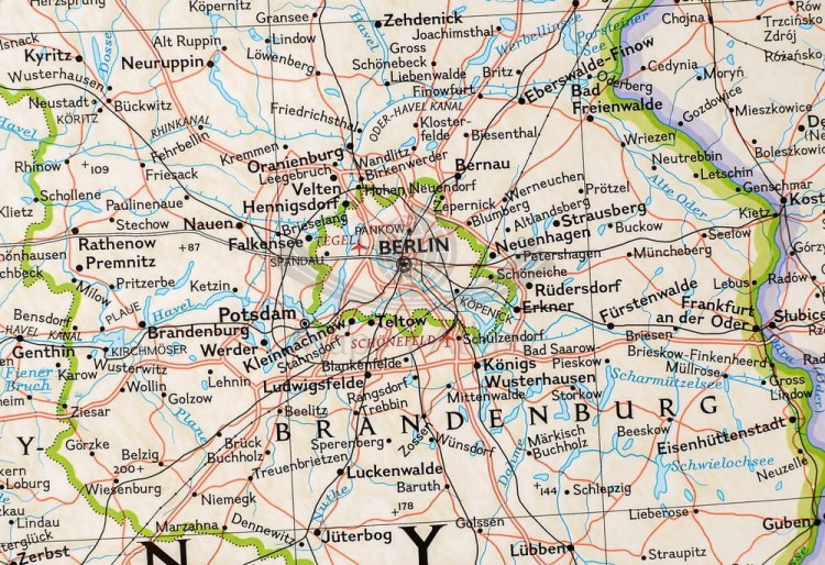 Niemcy 1:1 375 000. Mapa w wersji do wpinania wydawnictwa National Geographic. Fragment 6