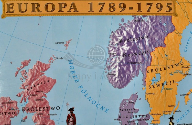 Europa w latach 1789-95 / Francja w okresie rewolucji. Mapa ścienna wydawnictwa Meridian. Fragment 1