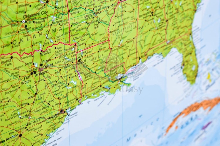 Ameryka Północna 1:7 000 000. Mapa polityczna w ramie drewnianej wydawnictwa Maps International. Fragment 10