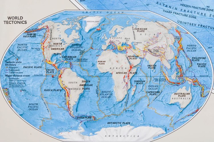 Świat 1:19 463 000. Mapa ścienna fizyczna wydawnictwa National Geographic. Fragment 8