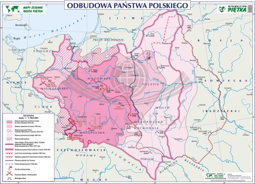 Odbudowa państwa polskiego. Szkolna mapa ścienna