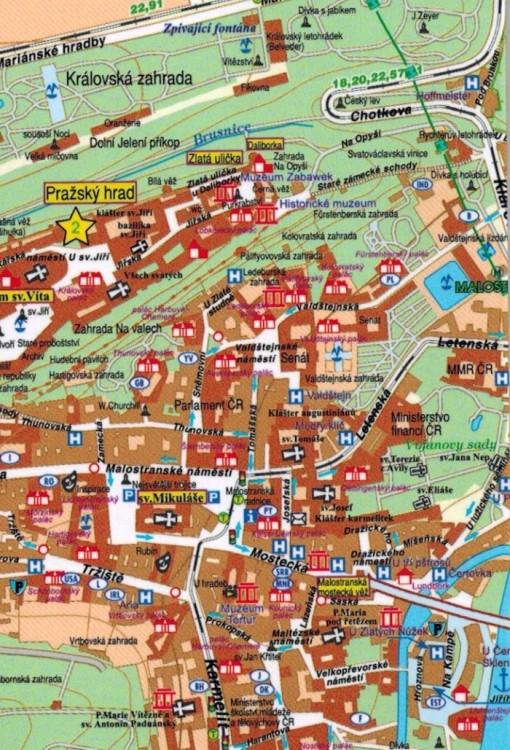 Praga. Kieszonkowa, laminowana mapa turystyczna wydawnictwa Galileos. Fragment 2