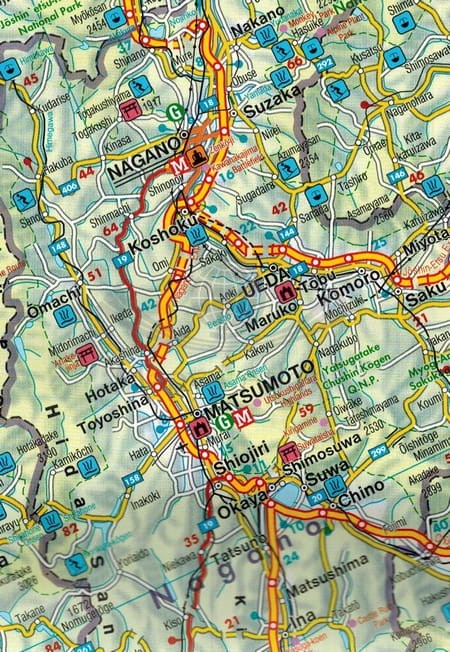 Japonia 1:1 000 000. Mapa samochodowo-turystyczna wydawnicta Freytag & Berndt. Fragment 2