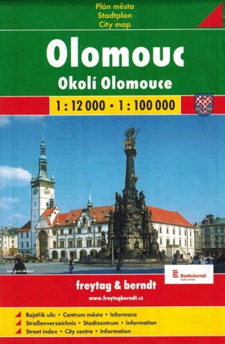 Ołomuniec i okolice / Olomouc, okoli Olomouce. Mapa / Plan miasta wydawnictwa Freytag & Berndt. Okładka