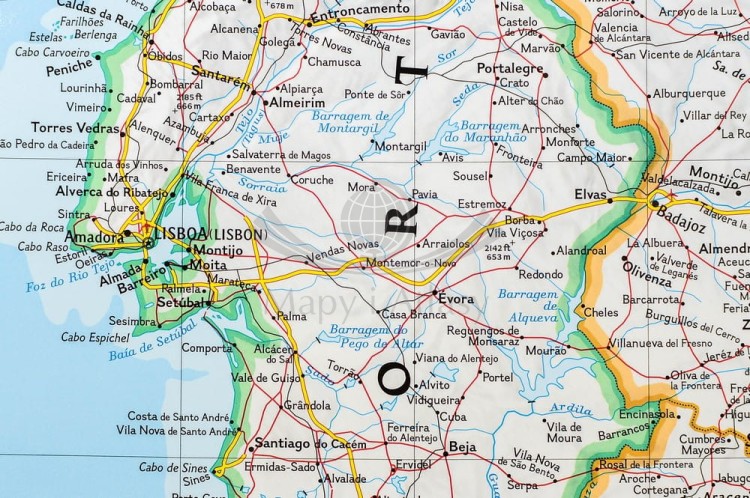 Hiszpania i Portugalia 1:2 074 000. Mapa ścienna wydawnictwa National Geographic. Fragment 6